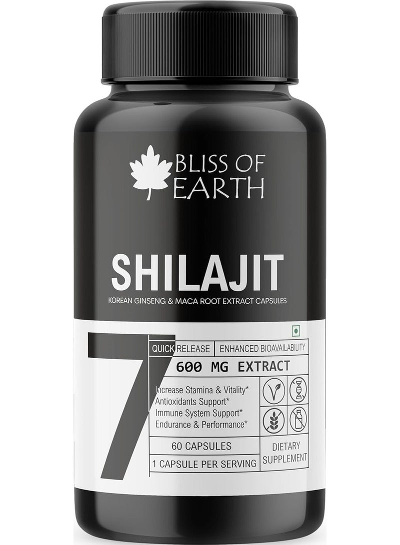 BLISS OF EARTH Shilajit Capsules for Men & Women, 600mg Per Serving, 60 Count, Pure Himalayan Shilajit Extract with Fulvic Acid, Plant-Based Supplement for Energy, Focus & Daily Wellness Support pack of 2 - Image 2